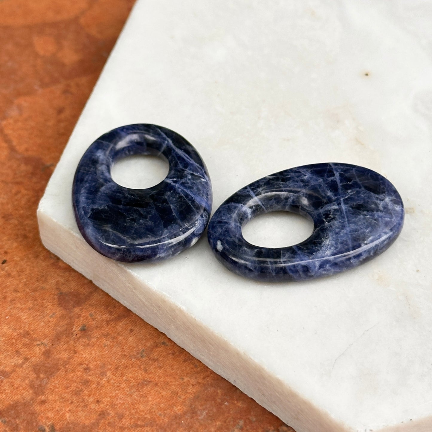 Estate Blue Sodalite Oval Door Knocker Earring Charms