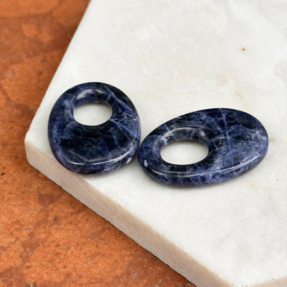 Estate Blue Sodalite Oval Door Knocker Earring Charms