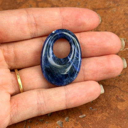 Estate Blue Sodalite Oval Door Knocker Earring Charms