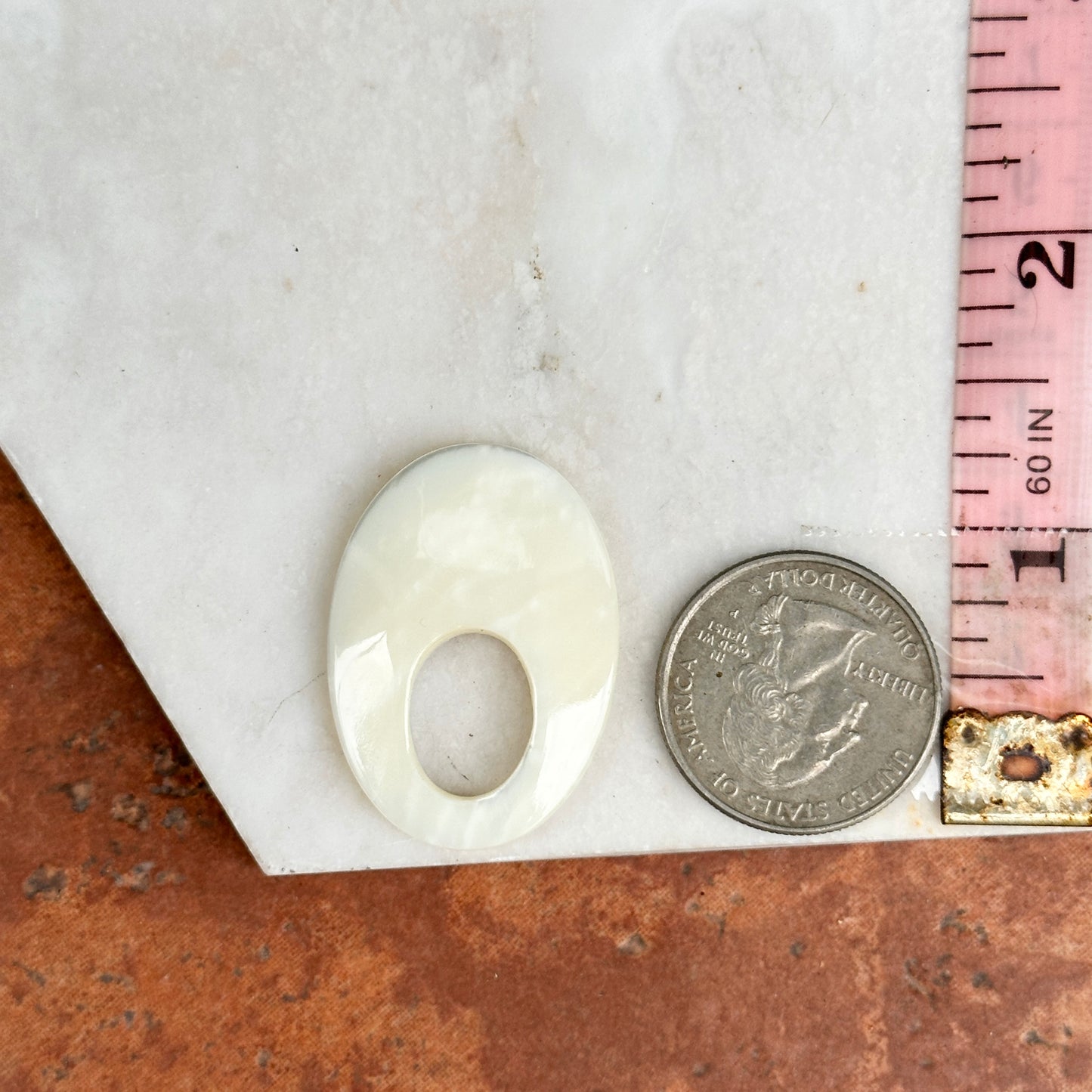 Estate Mother of Pearl Oval Disc Door Knocker Earring Charms