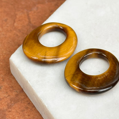 Estate Tiger's Eye Oval Door Knocker Earring Charms