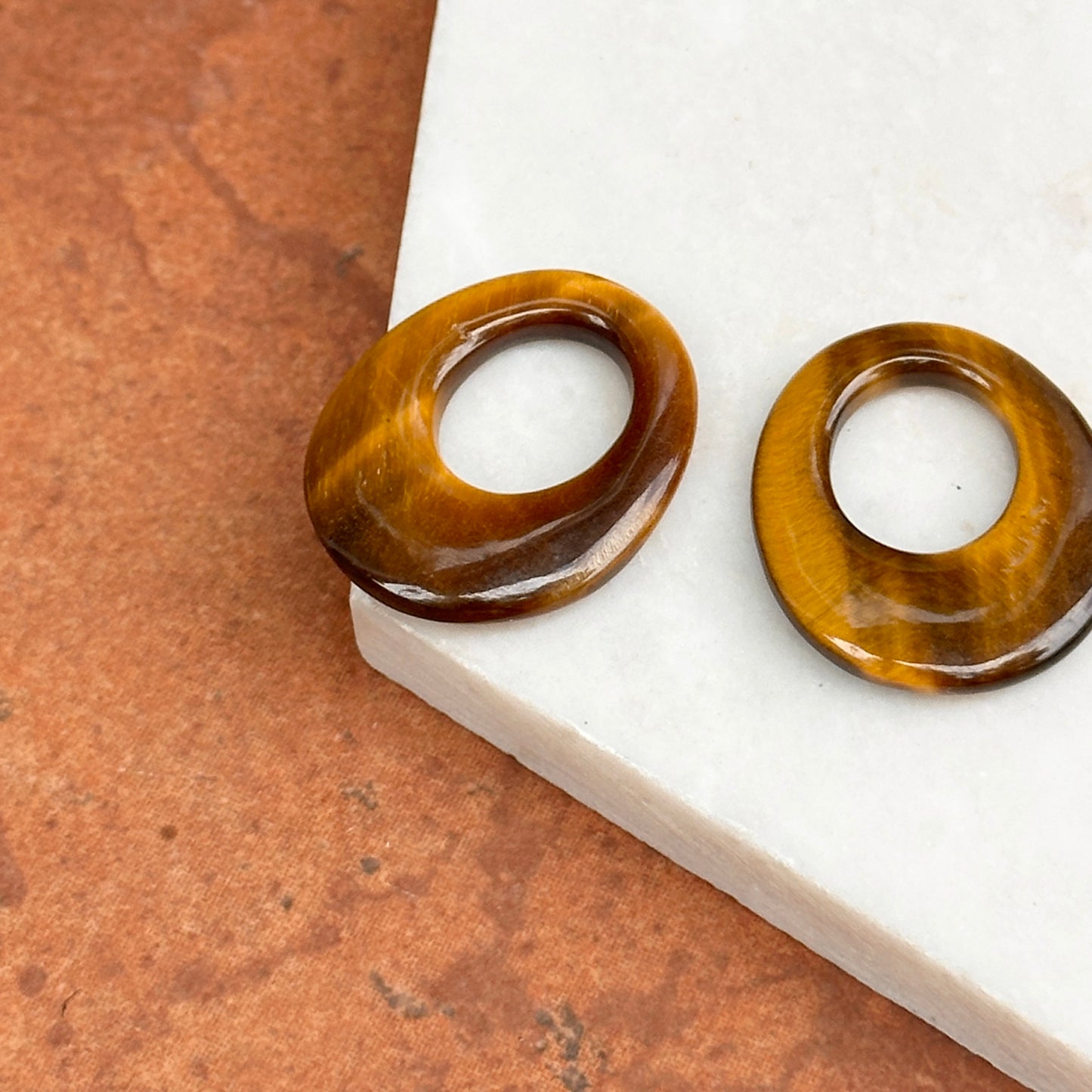 Estate Tiger's Eye Oval Door Knocker Earring Charms