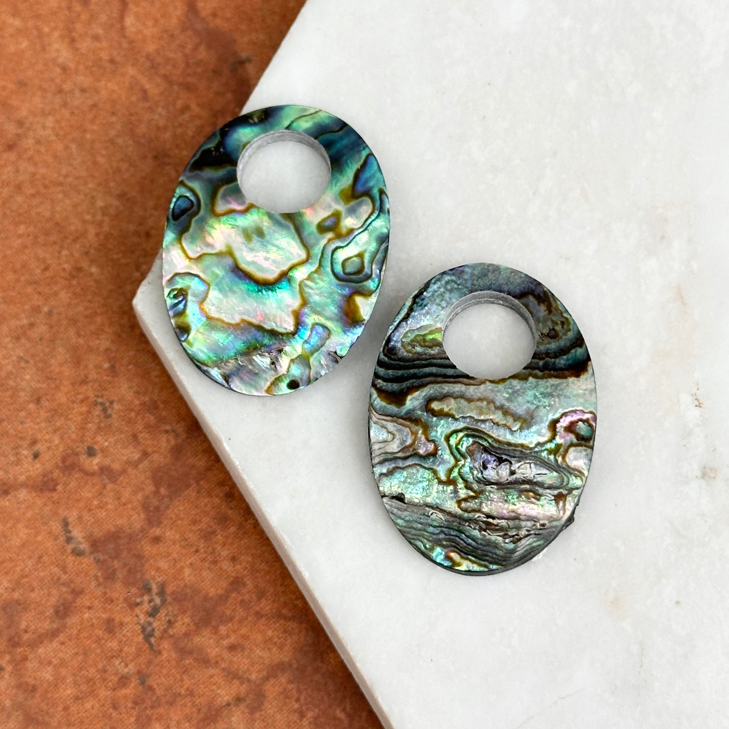 Estate Abalone Oval Door Knocker Earring Charms