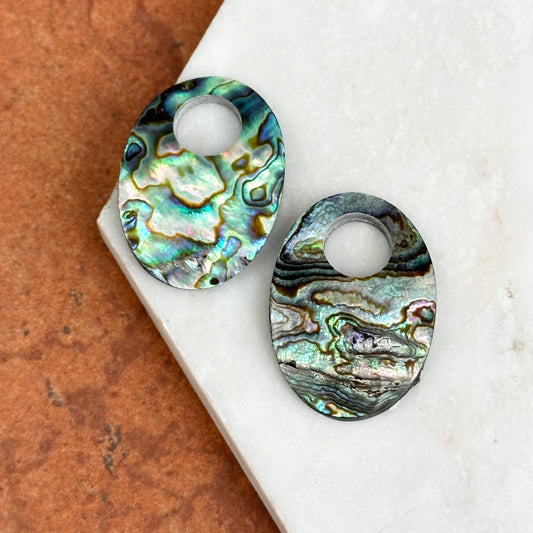 Estate Abalone Oval Door Knocker Earring Charms
