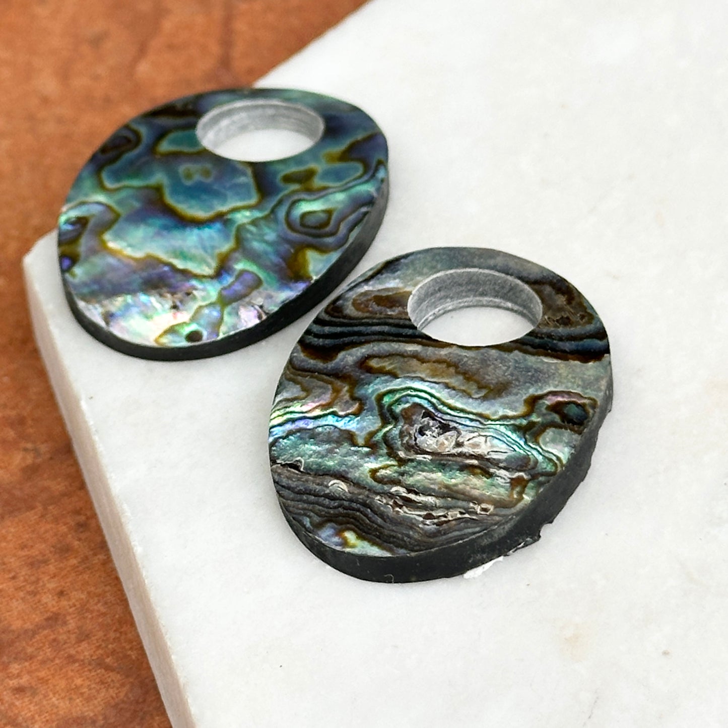 Estate Abalone Oval Door Knocker Earring Charms