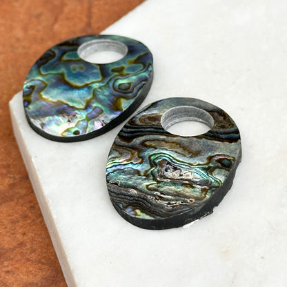 Estate Abalone Oval Door Knocker Earring Charms