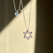 Load image into Gallery viewer, 14KT White Gold Small Pave Diamond Star of David Necklace