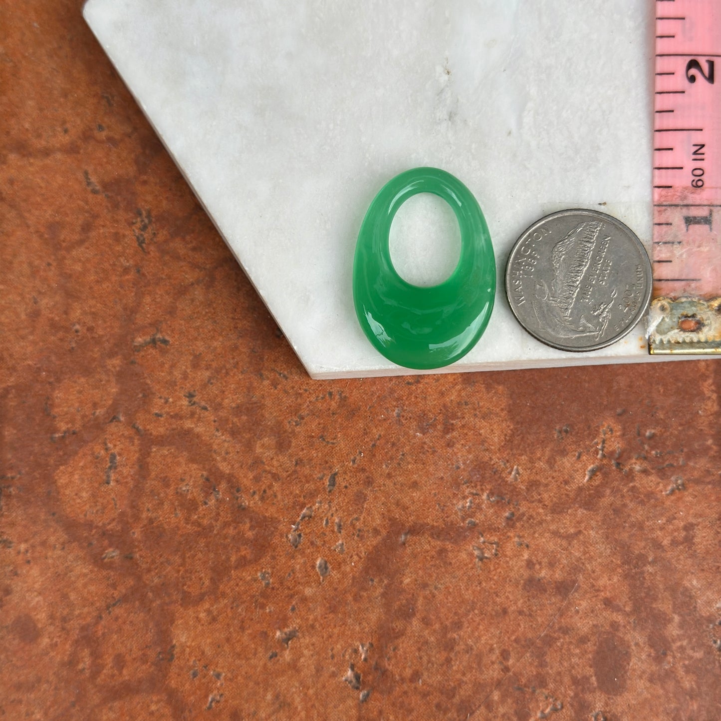 Vintage Oval Jade Green Glass Door Knocker Hooplet Earring Charms