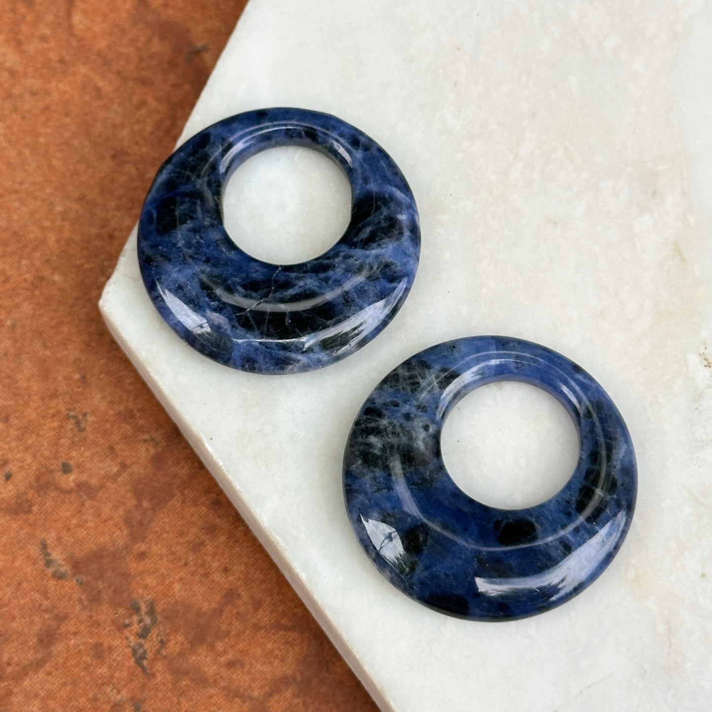 Estate Blue Sodalite Round Door Knocker Earring Charms