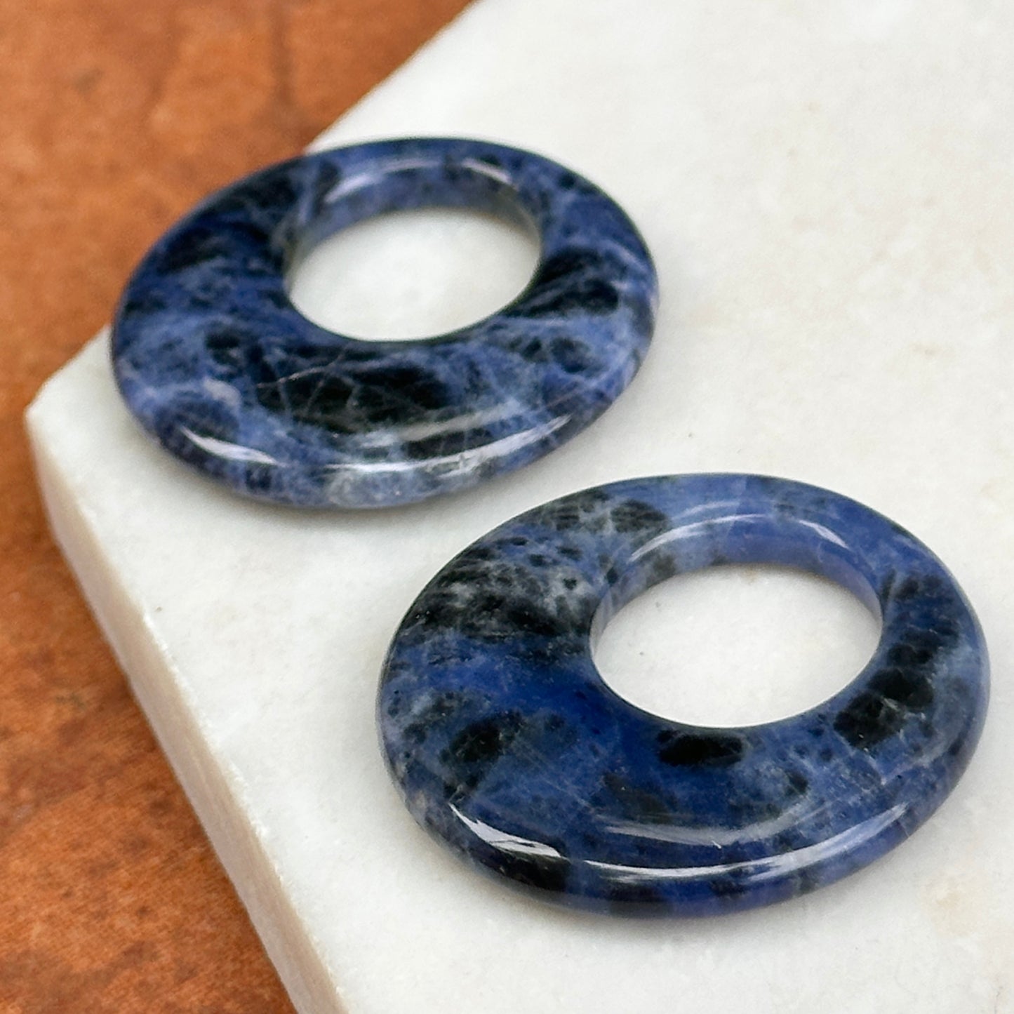 Estate Blue Sodalite Round Door Knocker Earring Charms