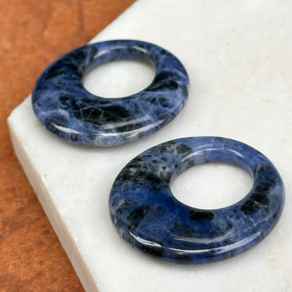 Estate Blue Sodalite Round Door Knocker Earring Charms