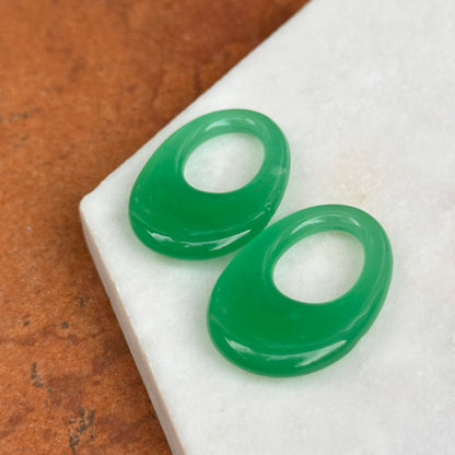 Vintage Oval Jade Green Glass Door Knocker Hooplet Earring Charms