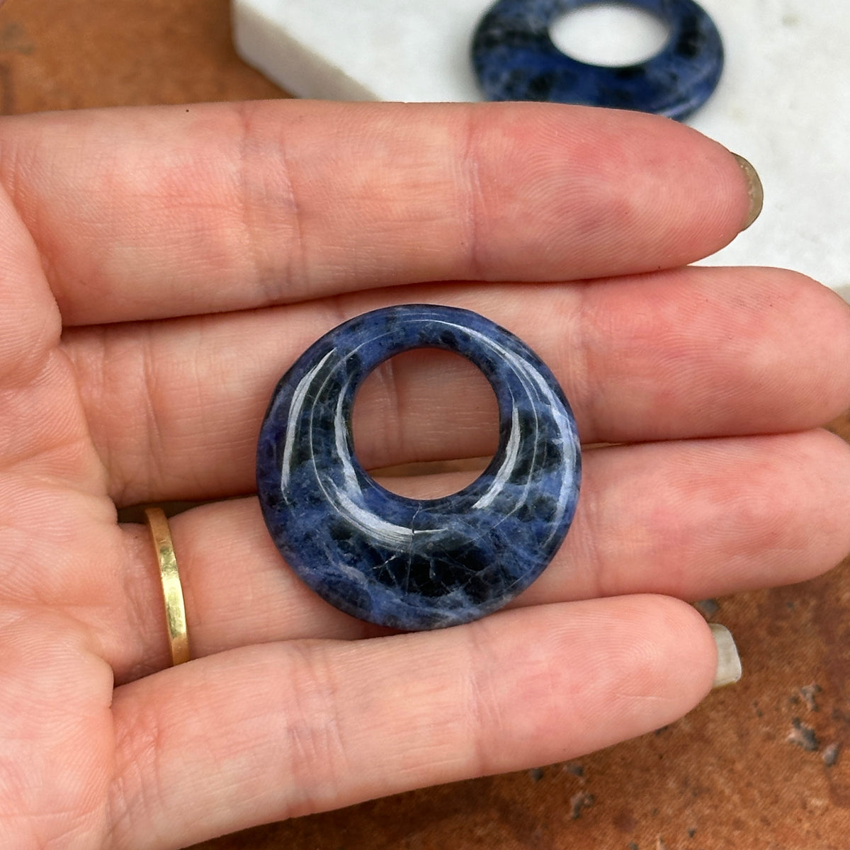 Estate Blue Sodalite Round Door Knocker Earring Charms