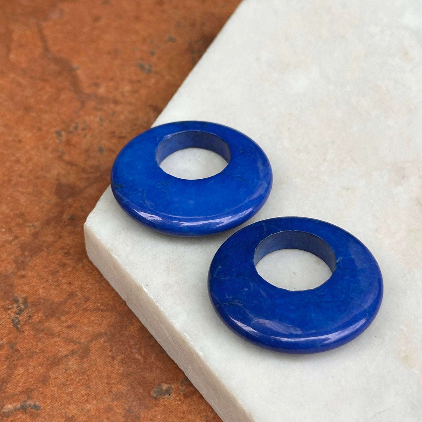 Estate Blue Howlite Round Door Knocker Earring Charms