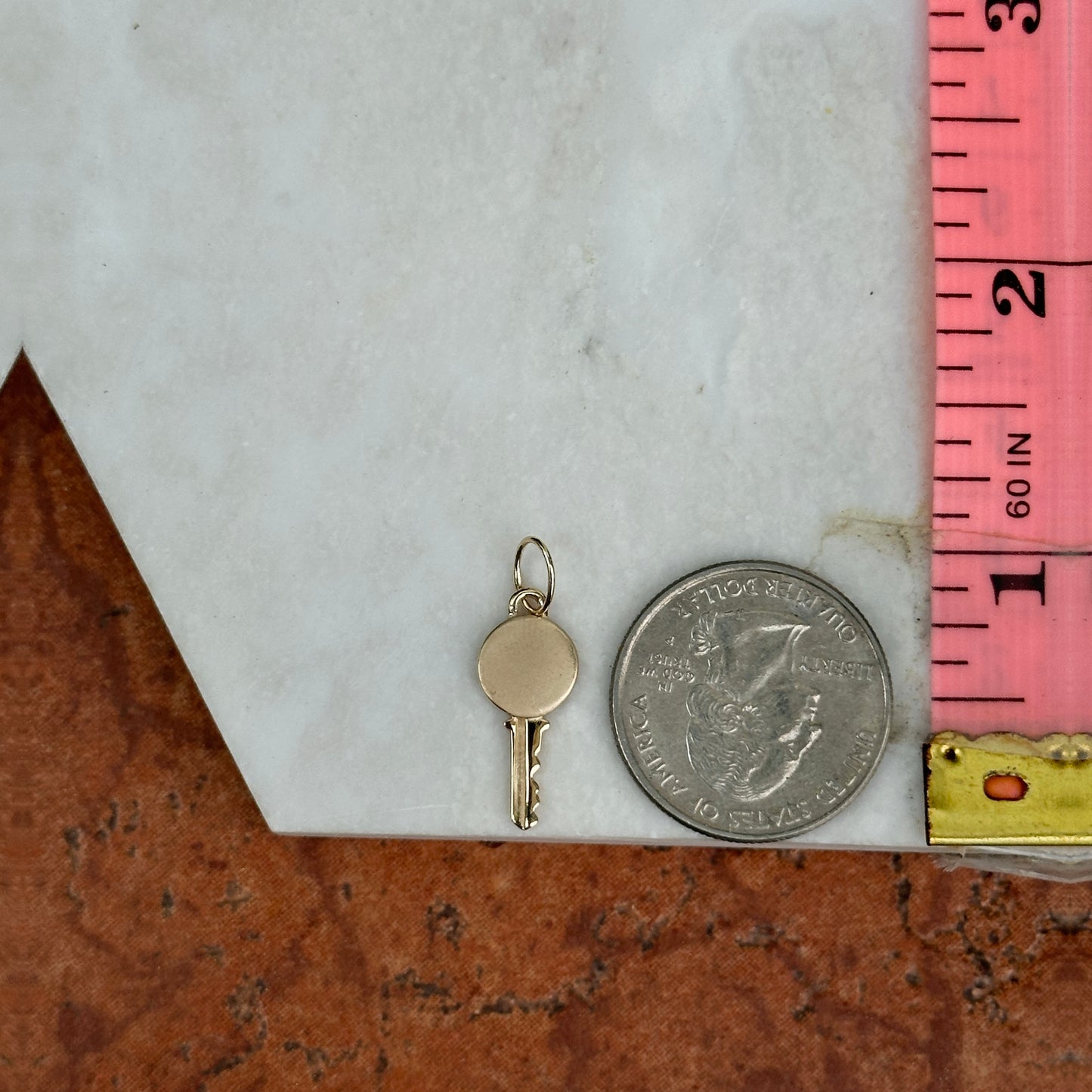 10KT Yellow Gold Matte Key Pendant Charm