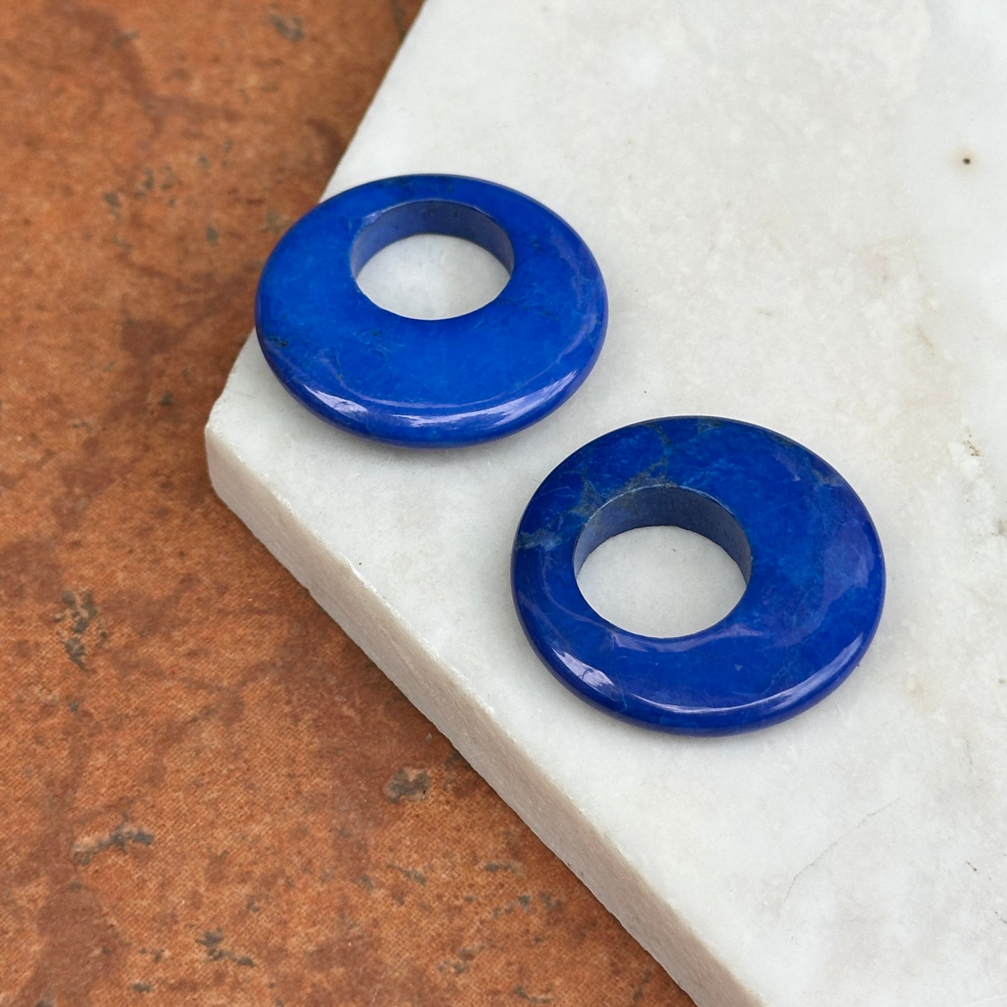 Estate Blue Howlite Round Door Knocker Earring Charms