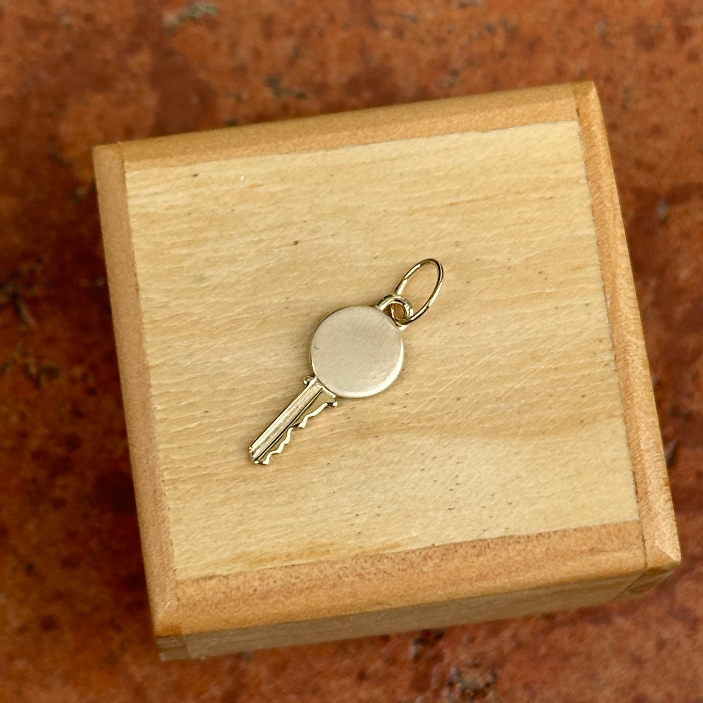 10KT Yellow Gold Matte Key Pendant Charm