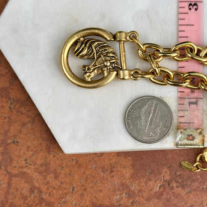 Yellow Gold-Plated Shackle Horse Head Oval Link Bracelet 8'' 009