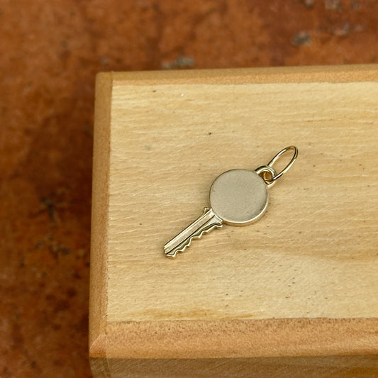 10KT Yellow Gold Matte Key Pendant Charm