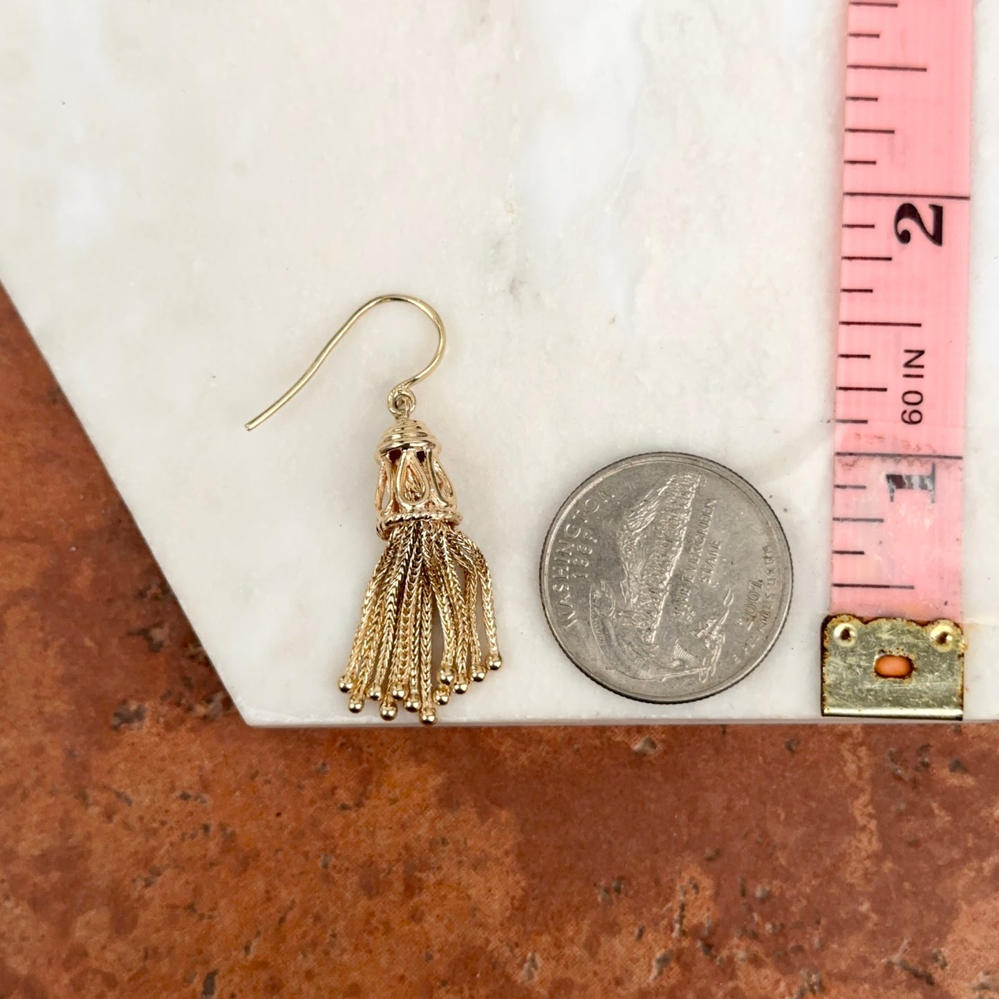 Estate 14KT Yellow Gold Chain Tassel Dangle Earrings