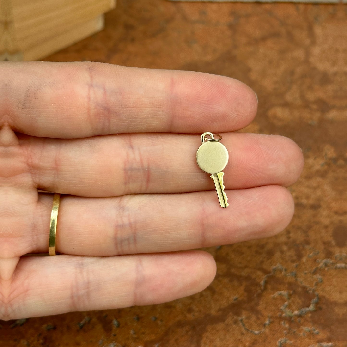 10KT Yellow Gold Matte Key Pendant Charm