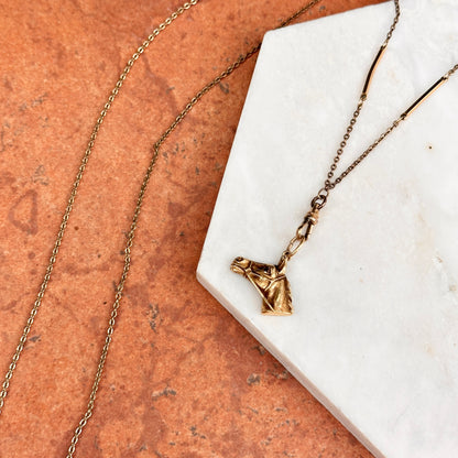 Estate Antique 14KT Yellow Gold Ruby Horse Pendant Necklace