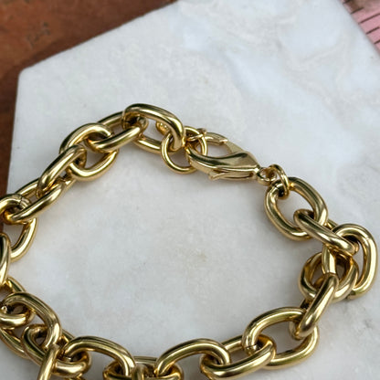 Yellow Gold-Plated Shackle Horse Head Oval Link Bracelet 8'' 009