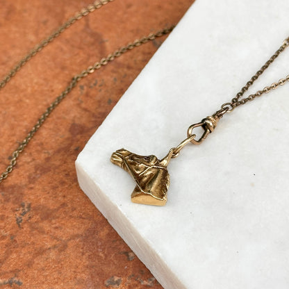 Estate Antique 14KT Yellow Gold Ruby Horse Pendant Necklace