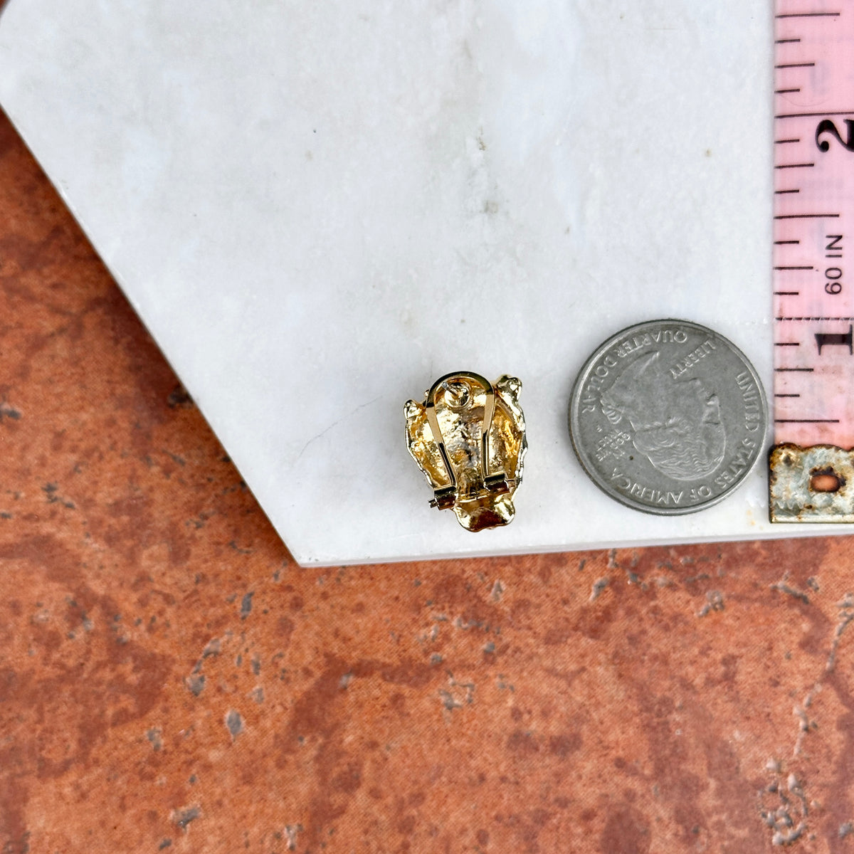 Estate Gold-Plated Lion Head Omega Back Earrings