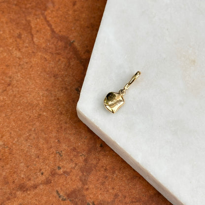 14KT Yellow Gold Unique Shape Turquoise + Round Diamond Small Pendant