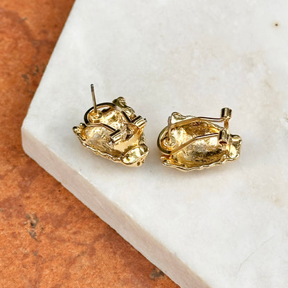 Estate Gold-Plated Lion Head Omega Back Earrings
