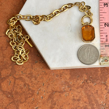 Vintage Gold Tone Necklace + Ancient Replica Cameo Citrine Venetian Glass Necklace