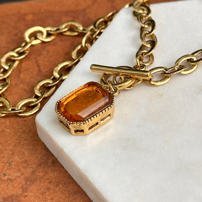 Vintage Gold Tone Necklace + Ancient Replica Cameo Citrine Venetian Glass Necklace