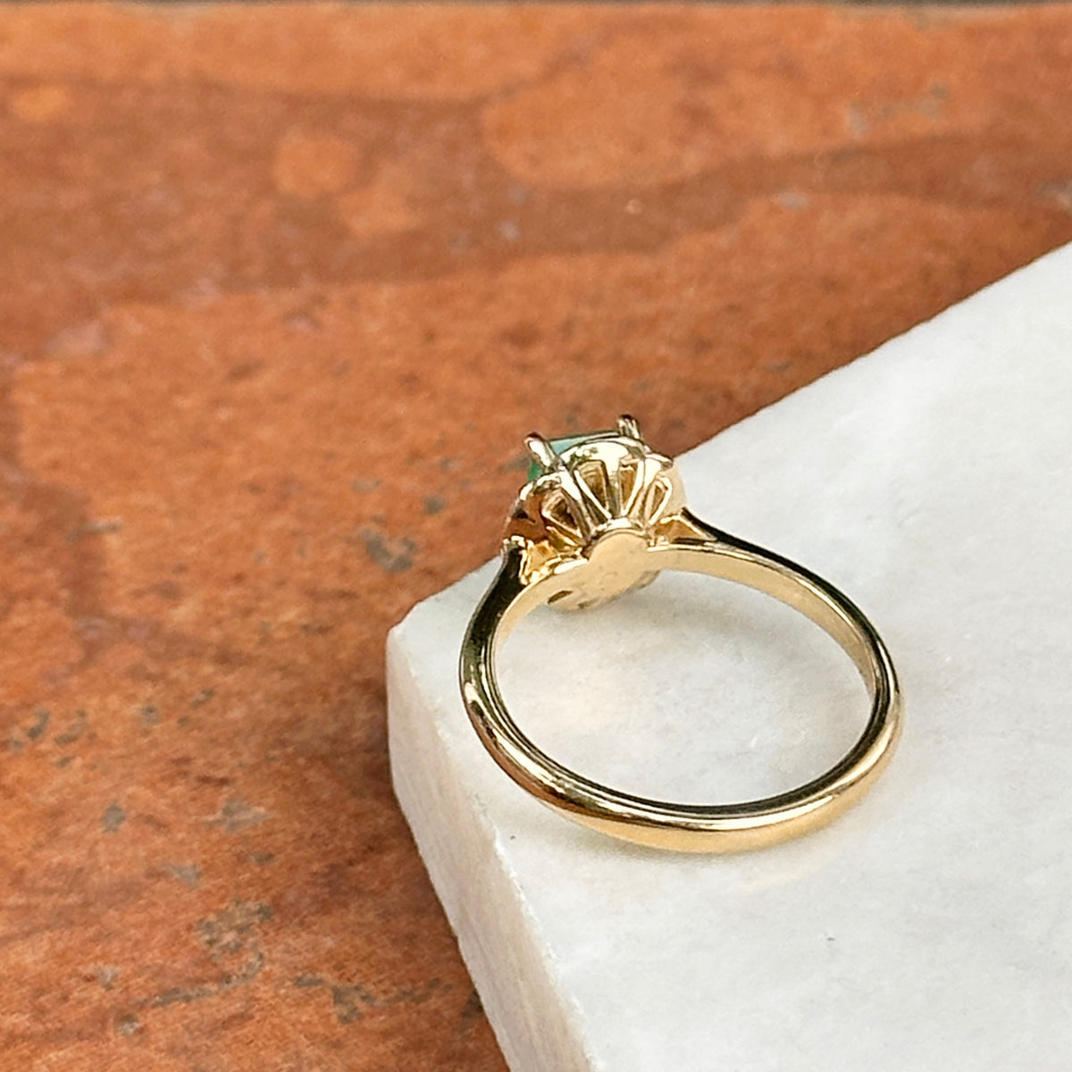 14KT Yellow Gold .74 CT Emerald-Cut Emerald + Diamond Ring
