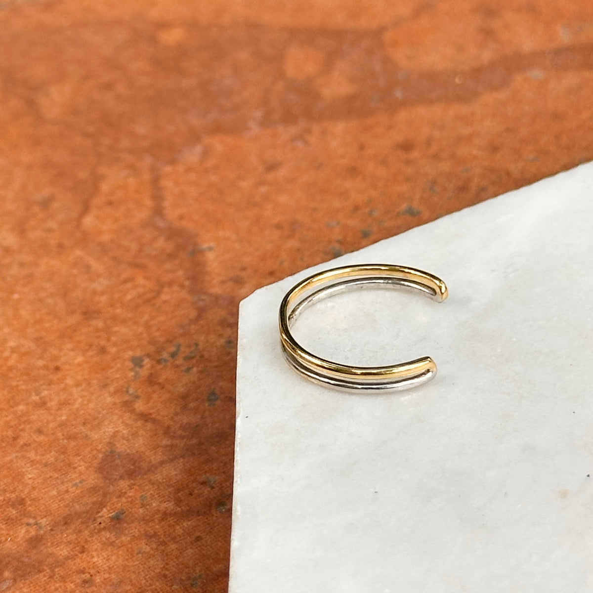 Estate 14KT Yellow Gold and White Gold Double Band Toe Ring