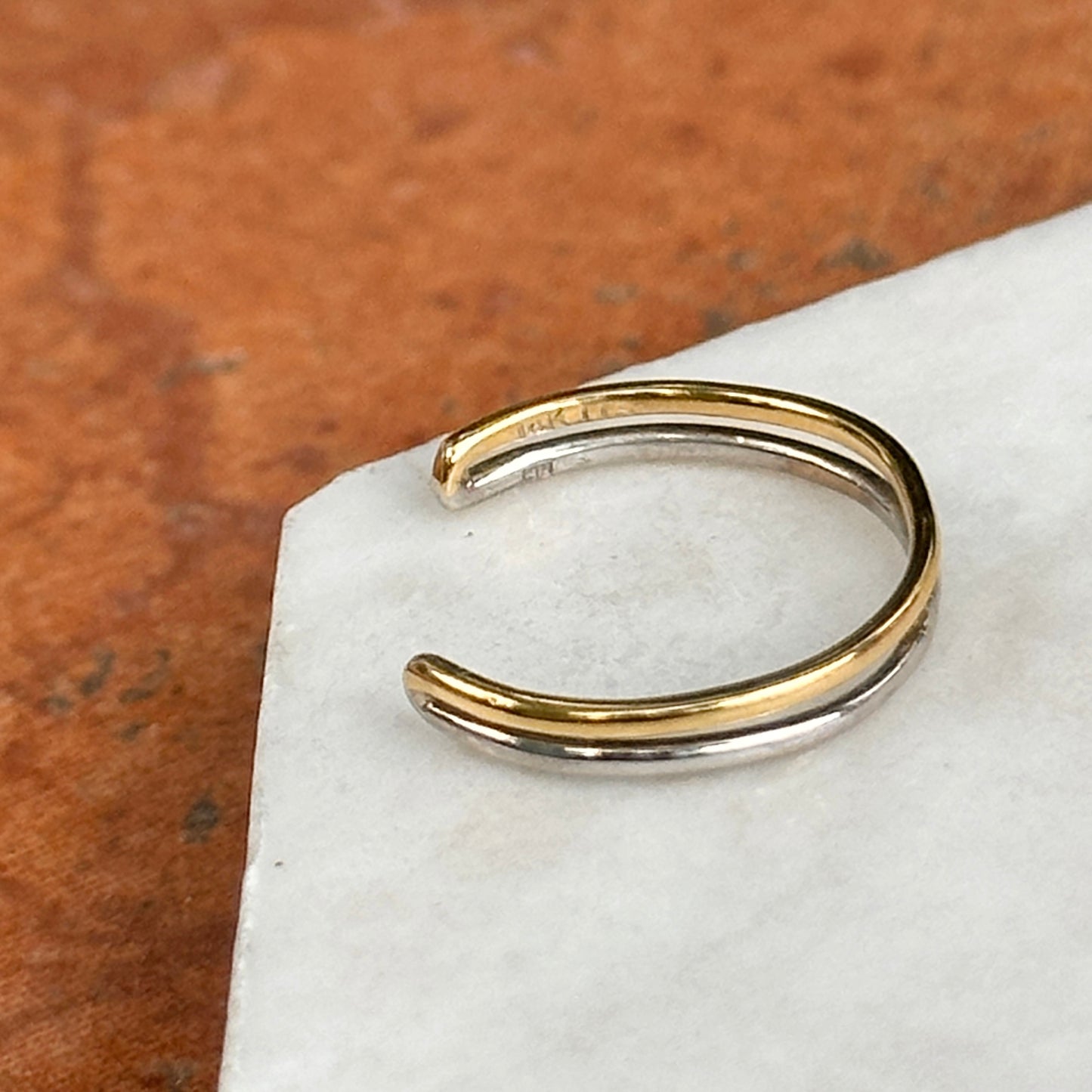 Estate 14KT Yellow Gold and White Gold Double Band Toe Ring