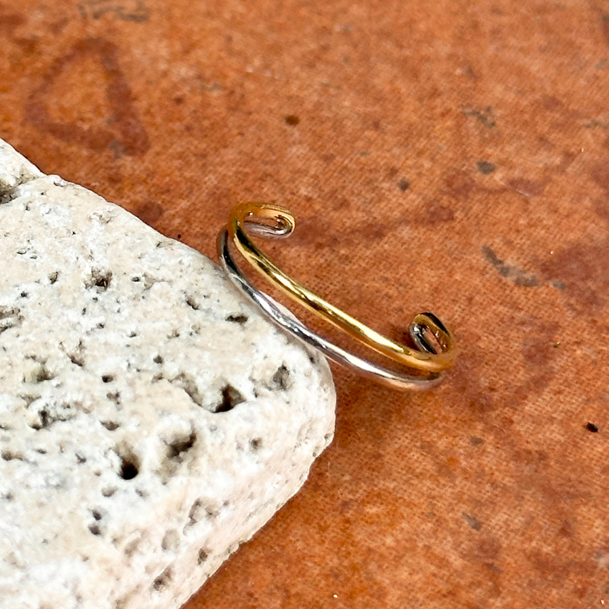 Estate 14KT Yellow Gold and White Gold Double Band Toe Ring
