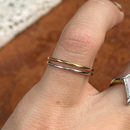 Estate 14KT Yellow Gold and White Gold Double Band Toe Ring