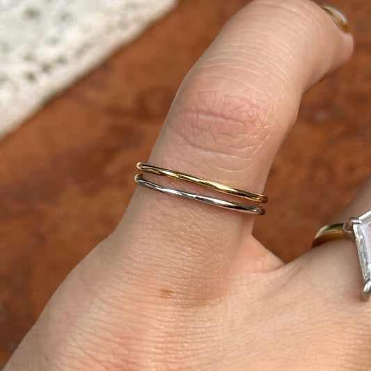 Estate 14KT Yellow Gold and White Gold Double Band Toe Ring