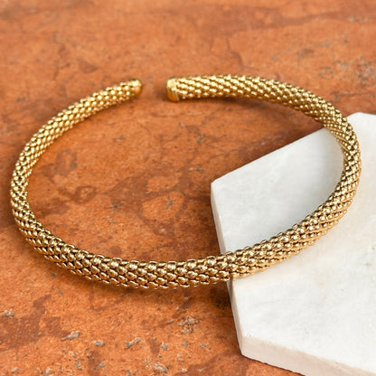 Estate Gold-Tone Popcorn Mesh Open Collar Necklace