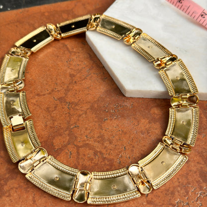 Vintage Gold + Silver Tone Byzantine Horse Segmented Link Collar Necklace 18''