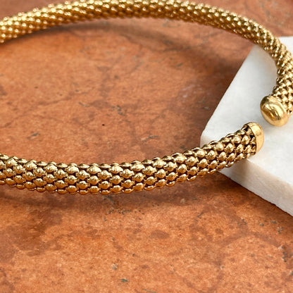 Estate Gold-Tone Popcorn Mesh Open Collar Necklace
