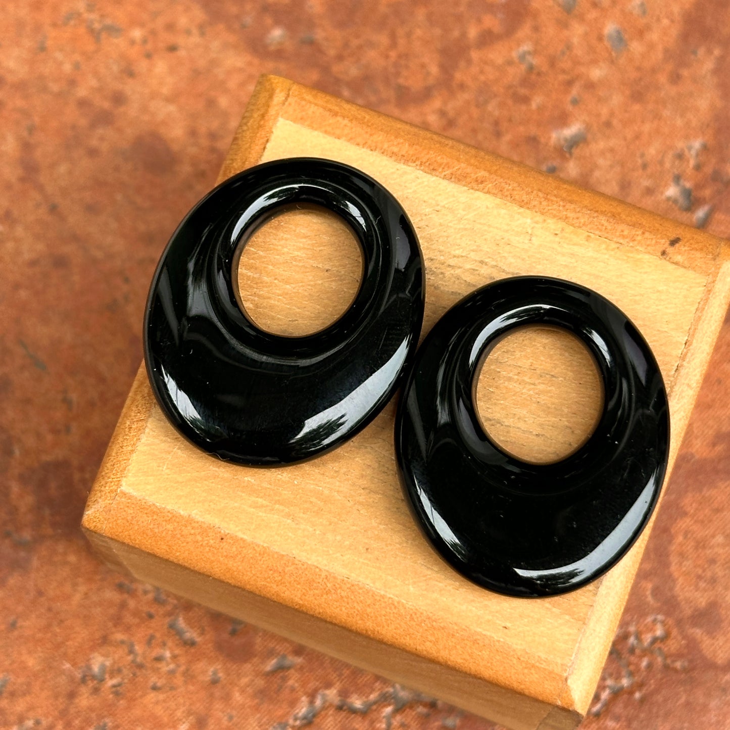 Estate Black Onyx Oval Door Knocker Earring Charms