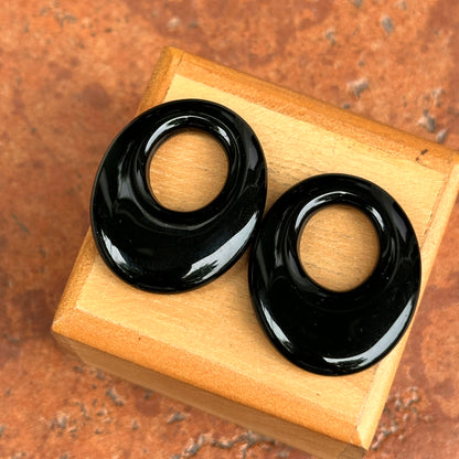 Estate Black Onyx Oval Door Knocker Earring Charms