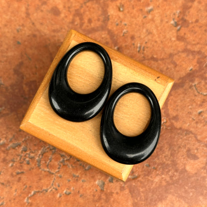 Estate Black Onyx Oval Door Knocker Earring Charms 35mm
