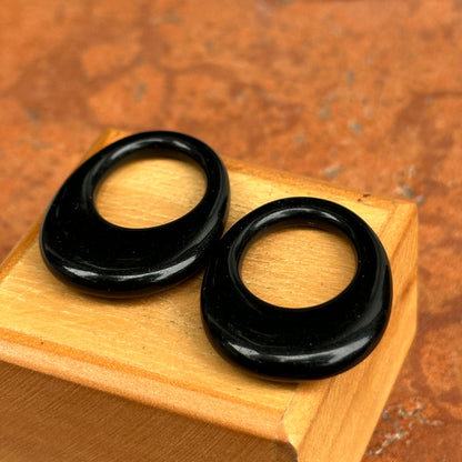 Estate Black Onyx Oval Door Knocker Earring Charms 35mm