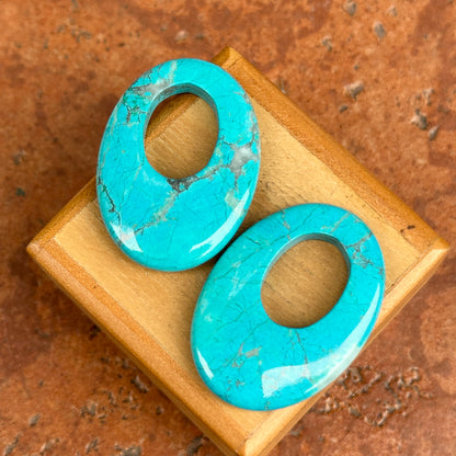 Estate Blue Marbeled Howlite Oval Door Knocker Earring Charms