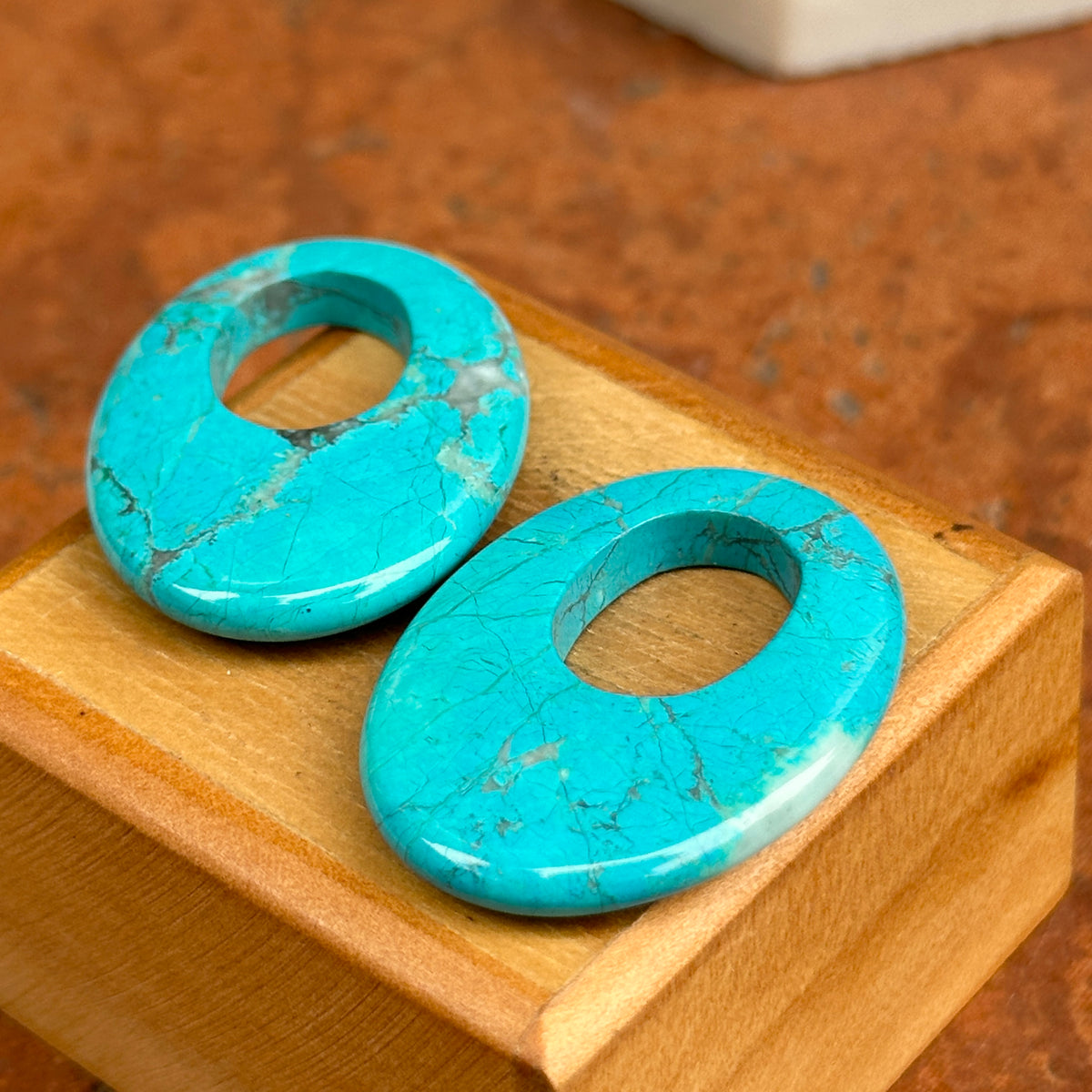 Estate Blue Marbeled Howlite Oval Door Knocker Earring Charms