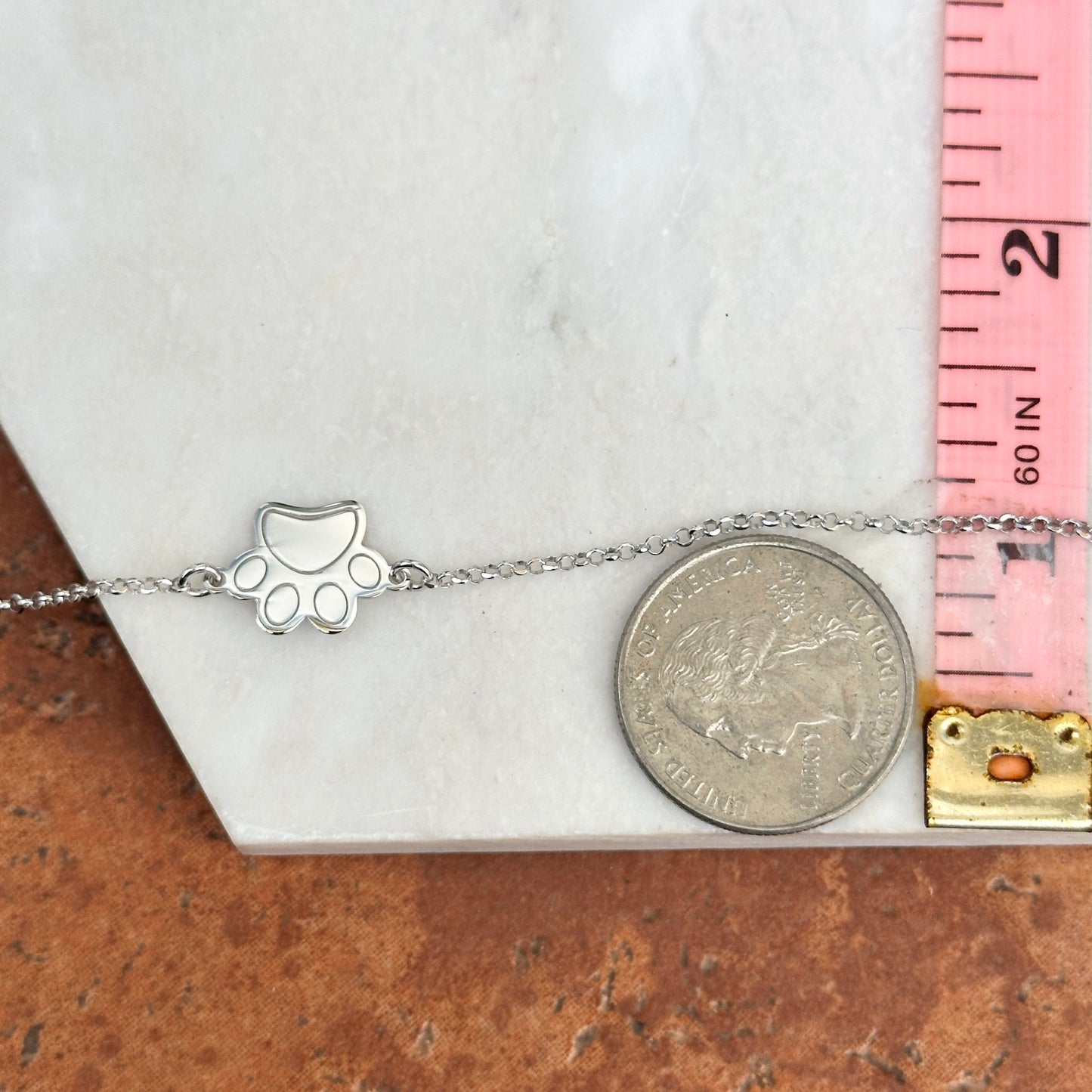 Sterling Silver Paw Print Charm Engrave-able Bracelet