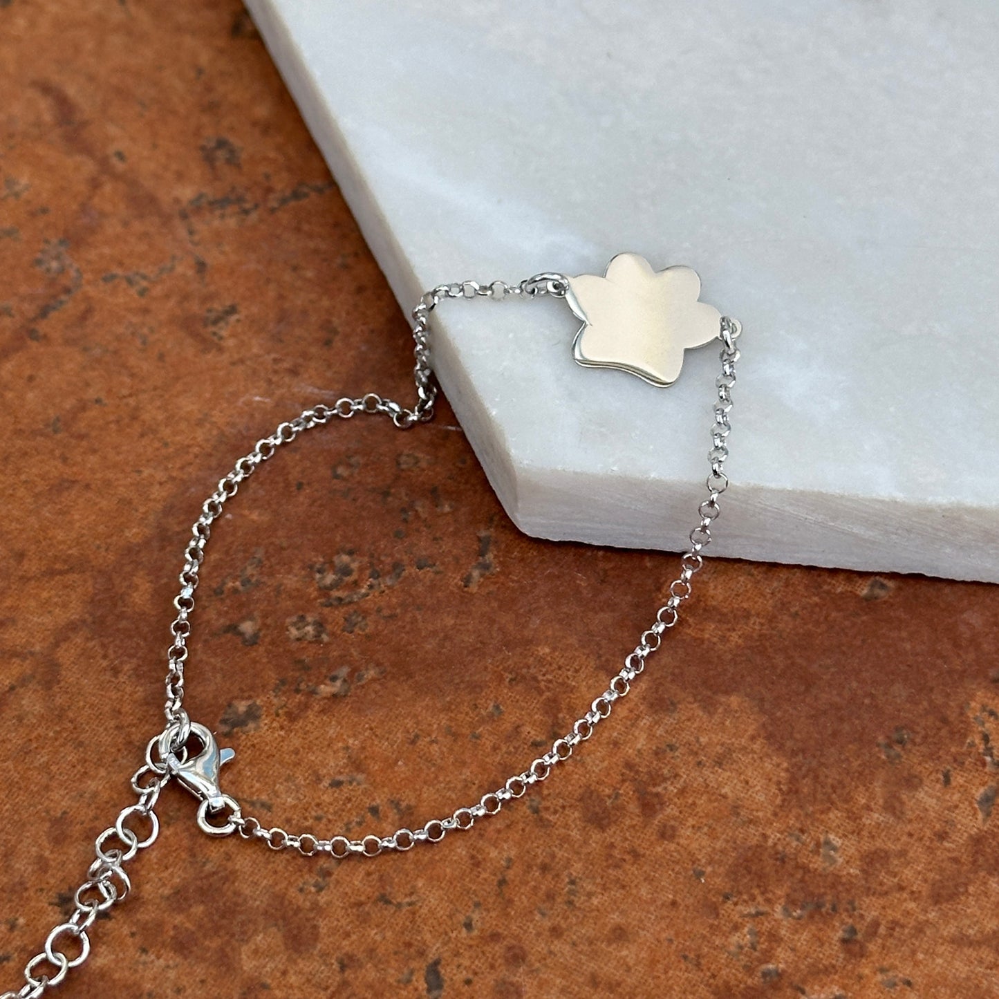 Sterling Silver Paw Print Charm Engrave-able Bracelet